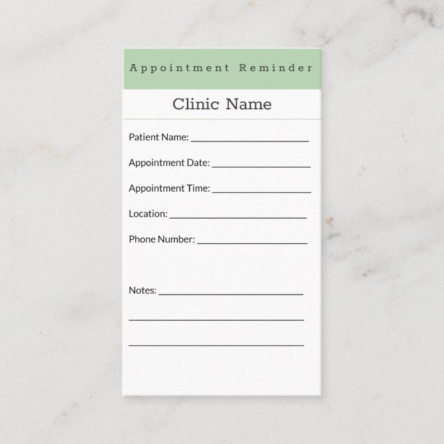 Carte De Rendez-vous Professional Minimal Appointment Reminder Card (Devant)