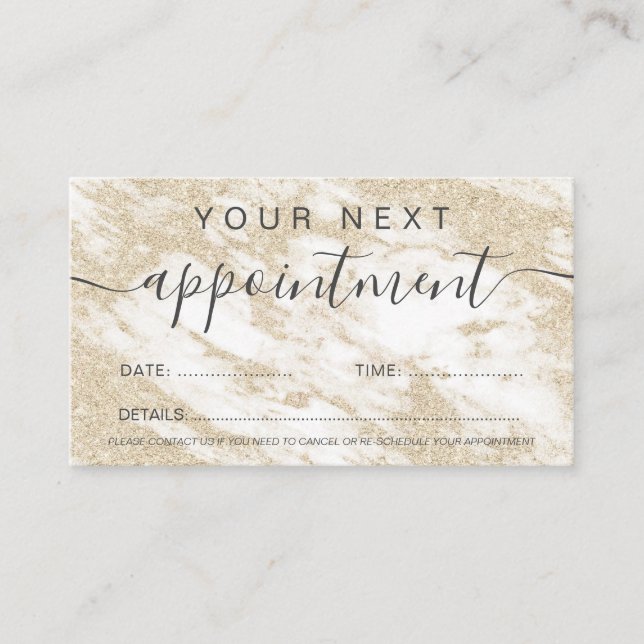 Carte De Rendez-vous Professionnelle de marbre blanche de parties (Devant)