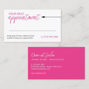 Carte De Rendez-vous Propre Flèche Rose Chaud Minimal Prochain Rendez-v