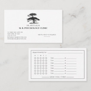 Carte De Rendez-vous Psychologue élégant Thérapeute Conseil Arbre Log