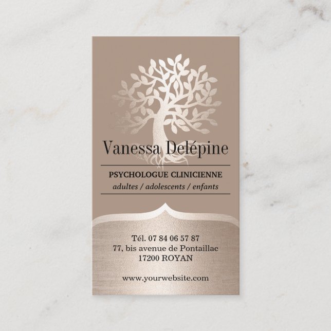 Carte De Rendez-vous Psychologue Gold Tree Nomination professionnelle (Devant)