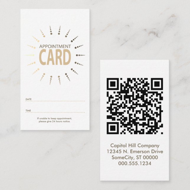 Carte De Rendez-vous qr code appointment sunBurst (Devant / Derrière)