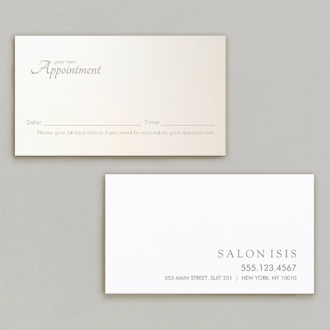 Carte De Rendez-vous Rappel de nomination professionnelle simple et élé (elegant pale yellow gradient appointment card)