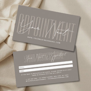 Carte De Rendez-vous Rappel professionnel de typographie de script mode