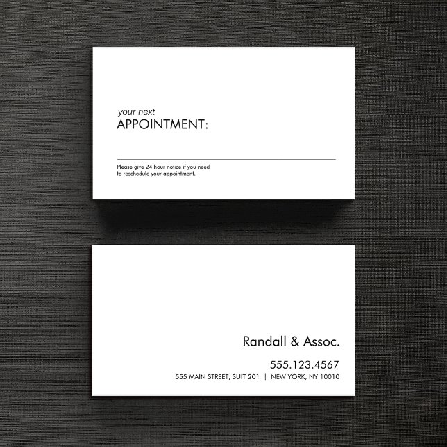 Carte De Rendez-vous Rappel professionnel simple de nomination blanche  (Créateur téléchargé)