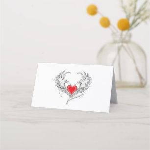 Carte De Rendez-vous Red Angel Coeur avec ailes