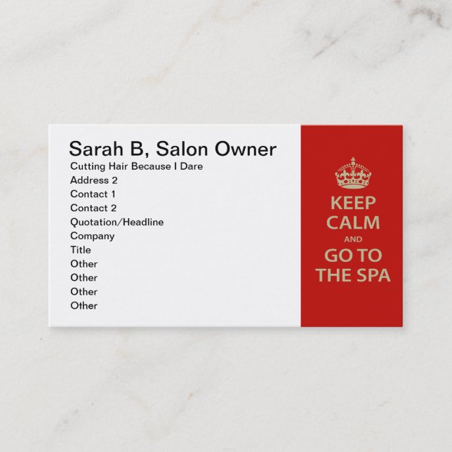 Carte De Rendez-vous Restez calme et allez au Spa (Devant)