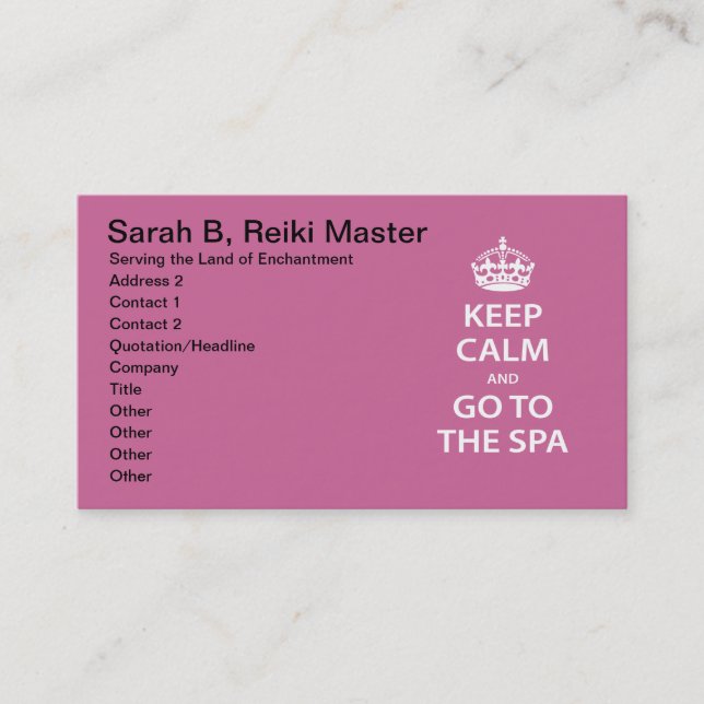 Carte De Rendez-vous Restez calme et allez au Spa (Devant)