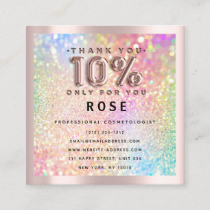 Carte De Rendez-vous Rose 10% De Réduction Holographe Parties scintill
