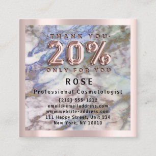 Carte De Rendez-vous Rose 20% de réduction Logo Cheveux Marbre bleu ros