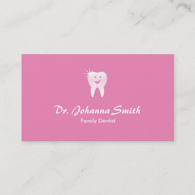 Carte De Rendez-vous Rose brillant Sourire Dentaire Dentaire Dentil Nom (Devant)