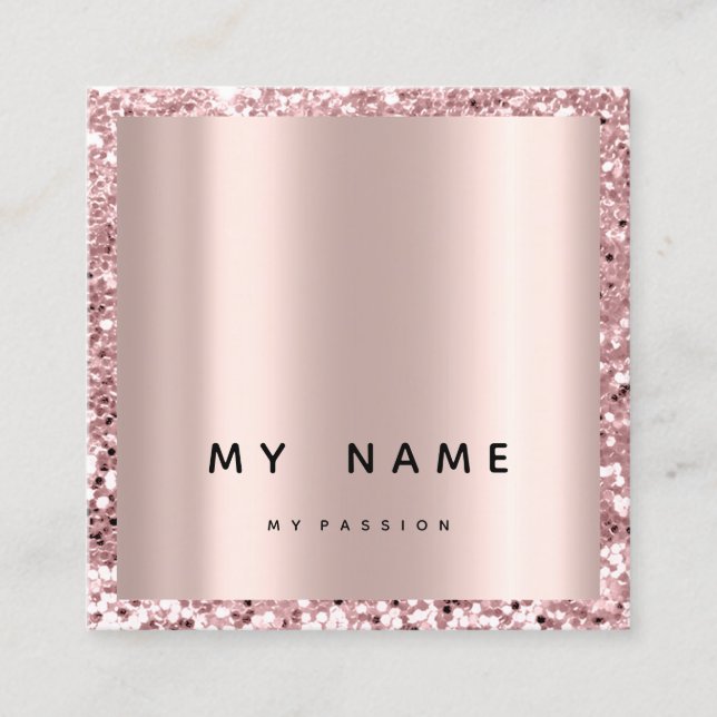 Carte De Rendez-vous Rose Carré Parties scintillant maquillage Blogger  (Devant)