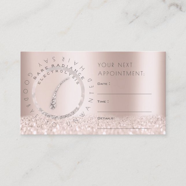 Carte de rendez-vous Rose Electrolyse Parties scin (Devant)