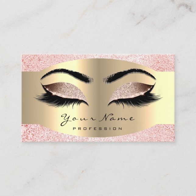 Carte De Rendez-vous Rose Faux Gold Maquillage Artiste Lash Blush Pink  (Devant)