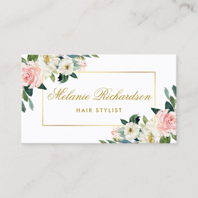 Carte de rendez-vous Rose Floral Gold (Devant)