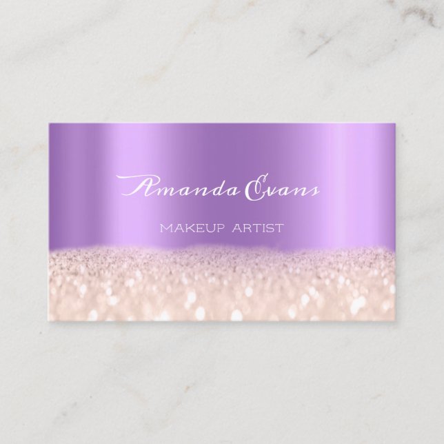 Carte De Rendez-vous Rose Purple Parties scintillant maquillage Artiste (Devant)
