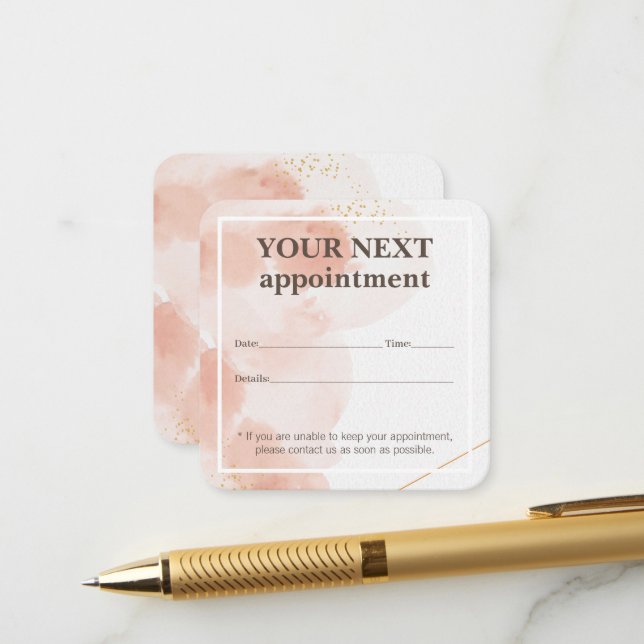 Carte de rendez-vous Rose simple et élégante (Devant/Arrière en situation)