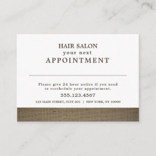 Carte de rendez-vous Rustic Country Burlap