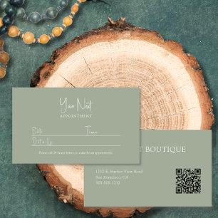 Carte De Rendez-vous Sage vert moderne avec code QR