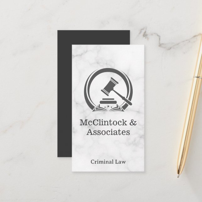 Carte De Rendez-vous Salle du tribunal Gavel | Avocat (Devant/Arrière en situation)