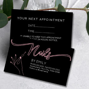 Carte De Rendez-vous Salon à ongles chic Manicurist Blush Rose