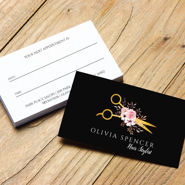 Carte De Rendez-vous Salon Chic de ciseaux d'or (Créateur téléchargé)