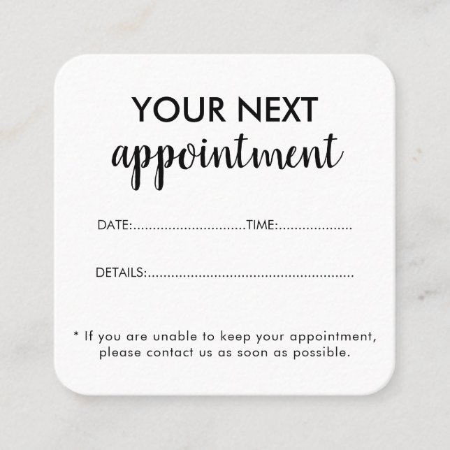 Carte De Rendez-vous Salon de beauté blanc élégant et moderne (Devant)