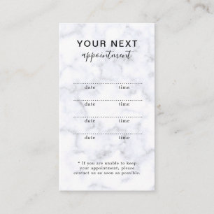 Carte De Rendez-vous Salon de beauté Marbre blanc simple et élégant