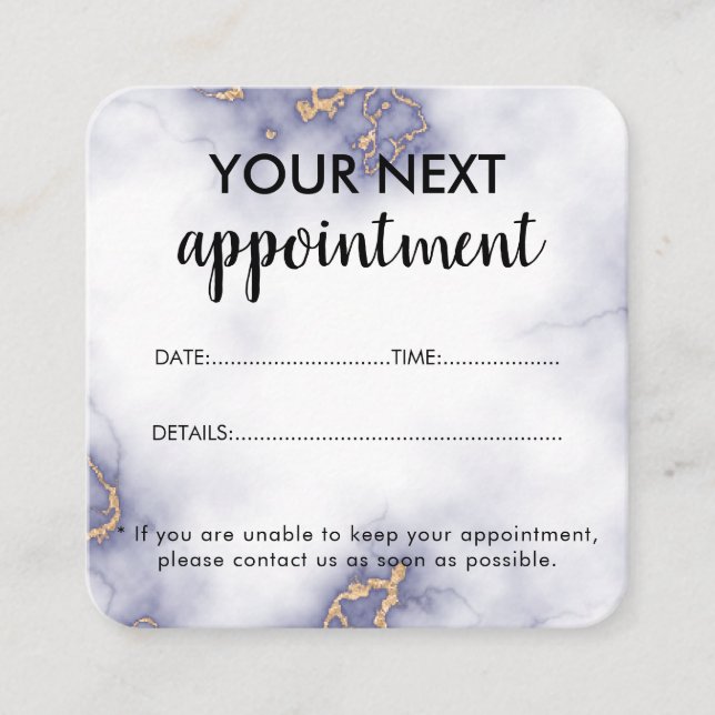 Carte De Rendez-vous Salon de beauté moderne et élégant en marbre (Devant)