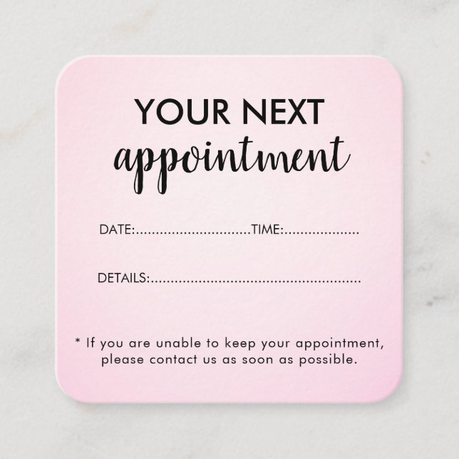 Carte De Rendez-vous Salon de beauté rose élégant et moderne (Devant)
