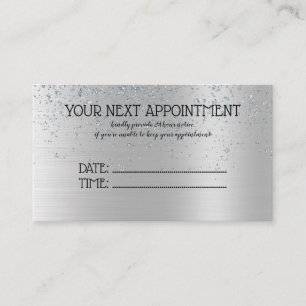 Carte De Rendez-vous Salon de beauté Silver Glitter