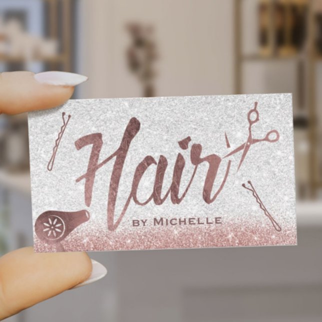 Carte De Rendez-vous Salon de cheveux Rose Typographie or Hairstyliste (Créateur téléchargé)