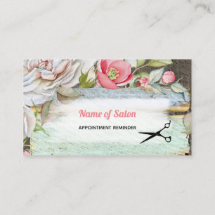 Carte De Rendez-vous Salon de coiffure fleuri à fleurs roses