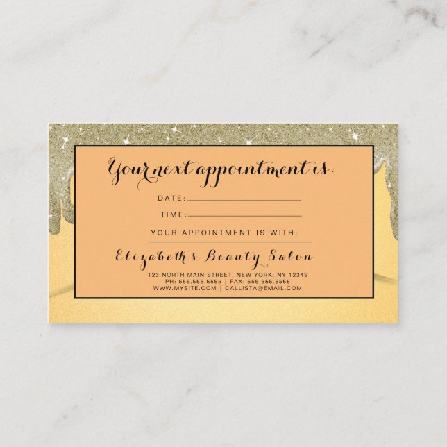 Carte de rendez-vous salon de coiffure Gold Partie (Dos)