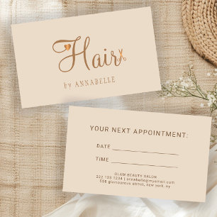 Carte De Rendez-vous Salon de coiffure moderne beige styliste capillair