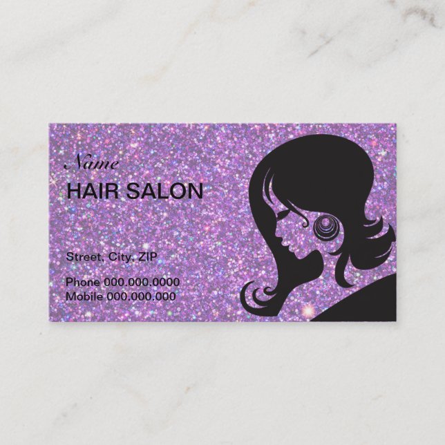 Carte De Rendez-vous Salon de coiffure pour Parties scintillant et étin (Devant)