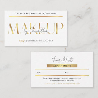 Carte De Rendez-vous Salon de maquillage d'artiste de Modern Glam blanc