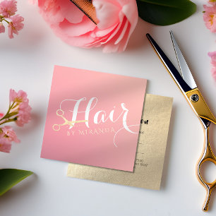 Carte De Rendez-vous Salon de maquillage moderne ciseaux d'or rose