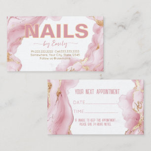 Carte De Rendez-vous Salon de ongles en marbre noir et or Manicurist