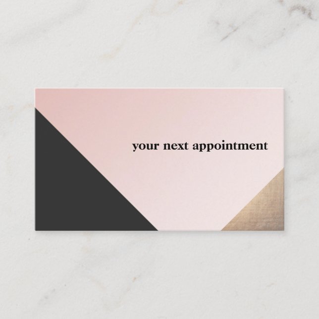 Carte De Rendez-vous Salon géométrique Gold, Black et Rose (Devant)