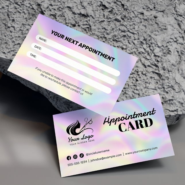 Carte De Rendez-vous Salon Holographique Moderne Logo & Médias Sociaux (Créateur téléchargé)