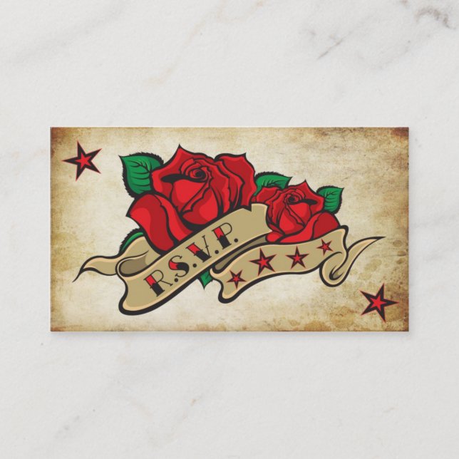 Carte De Rendez-vous S'est levée la coutume RSVP de tatouage (Devant)