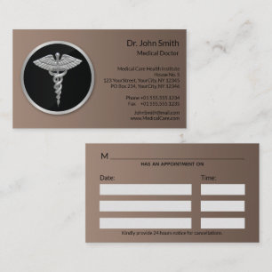Carte De Rendez-vous Silver Professional Médicale Caduceus