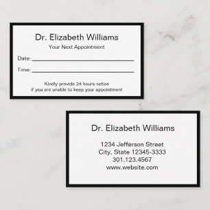 Carte de rendez-vous simple Black White Doctors Of