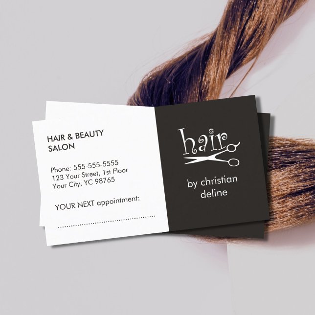 Carte de rendez-vous simple Black White Hair (Créateur téléchargé)