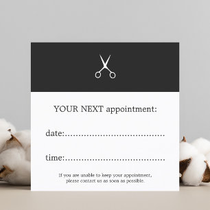 Carte De Rendez-vous Simple Elegant Dark Grey White Scissors Hair