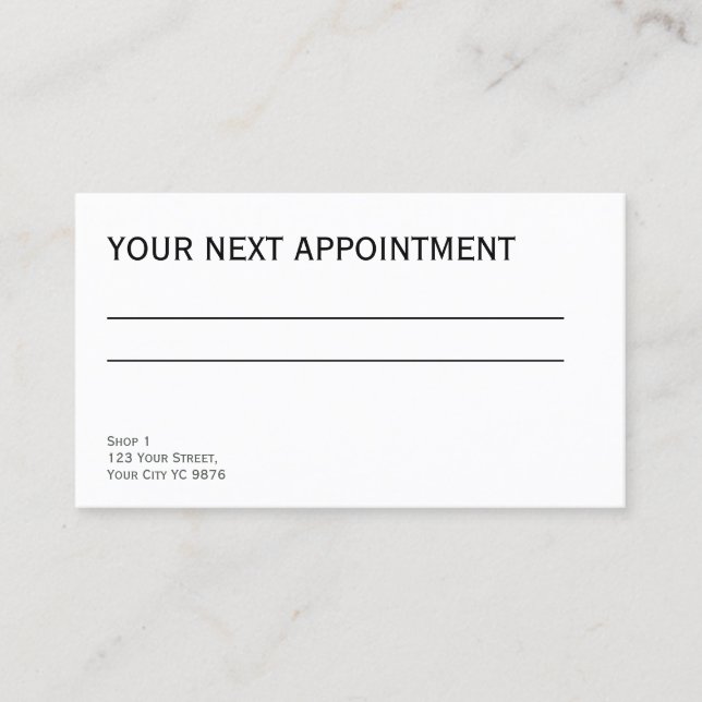 Carte de rendez-vous simple en blanc clair (Devant)