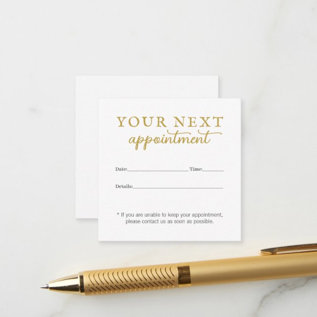 Carte de rendez-vous simple et élégante White Gold (Devant/Arrière en situation)