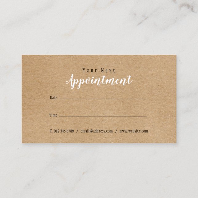 Carte de rendez-vous simple et moderne Rustic Kraf (Devant)