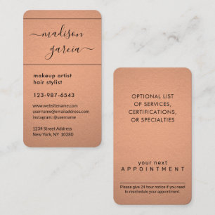 Carte De Rendez-vous Simple Script Cuivre Faux Foil Élégant Vertical